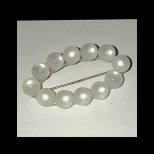 Elegant White Beaded Brooch